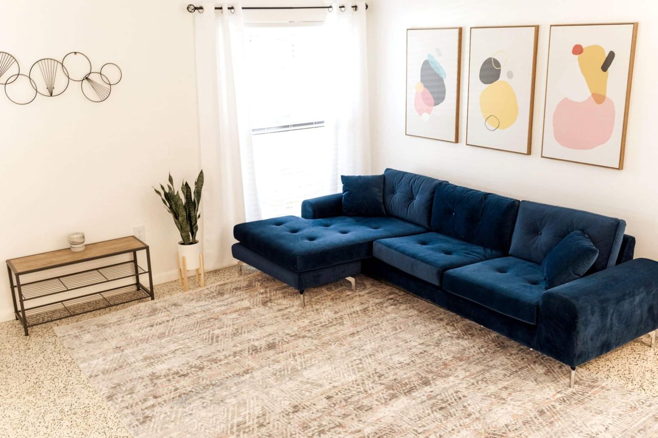 Comfortable seating in the first living room.