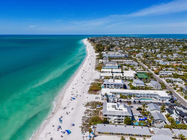 Beautiful white sands of Anna Maria Island, just a short walk from the home.