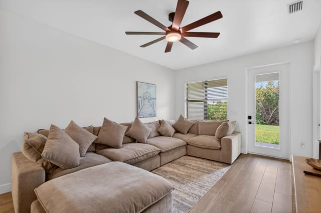Sun-drenched living area with comfortable lounging space