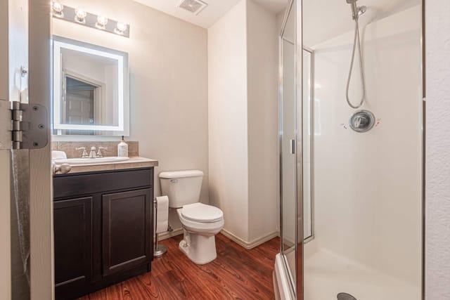 Second bathroom with walk-in shower and LED light up vanity mirror