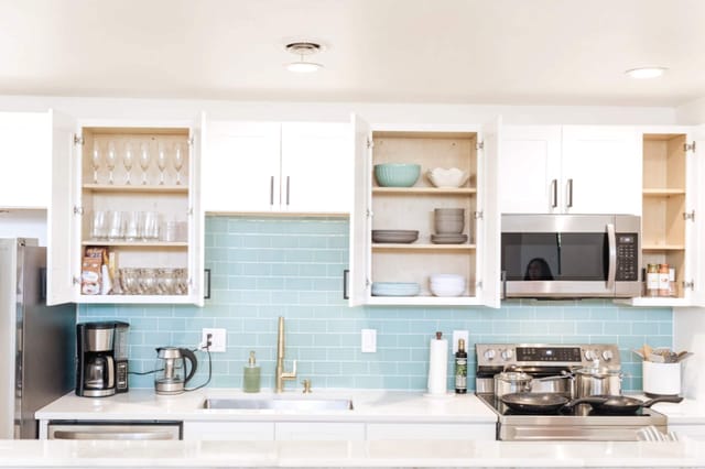Coastal inspired fully equipped kitchen