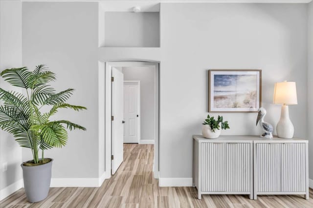 Entry to master bedroom with coastal accents