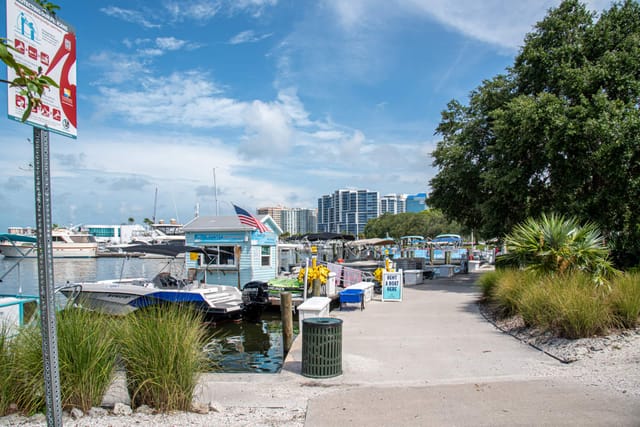 Walk around the marina at Bayfront Park, just 15 minutes from this cottage.