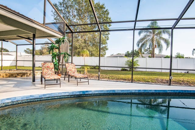Pool seating and plenty of Sunshine. Pool is NOT heated but in direct sunlight all day long